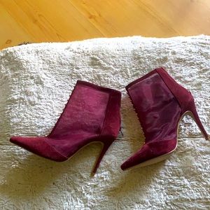 Burgundy Booties with Gold Studs